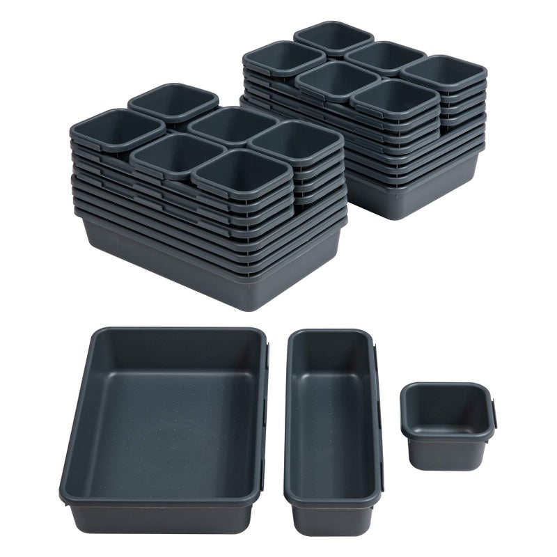 BYCY 32 PCS Desk Drawer Organizers - Interlocking Tool Boxes with 3 Sizes  Office  Bathroom  Kitchen  Makeup - Image 1